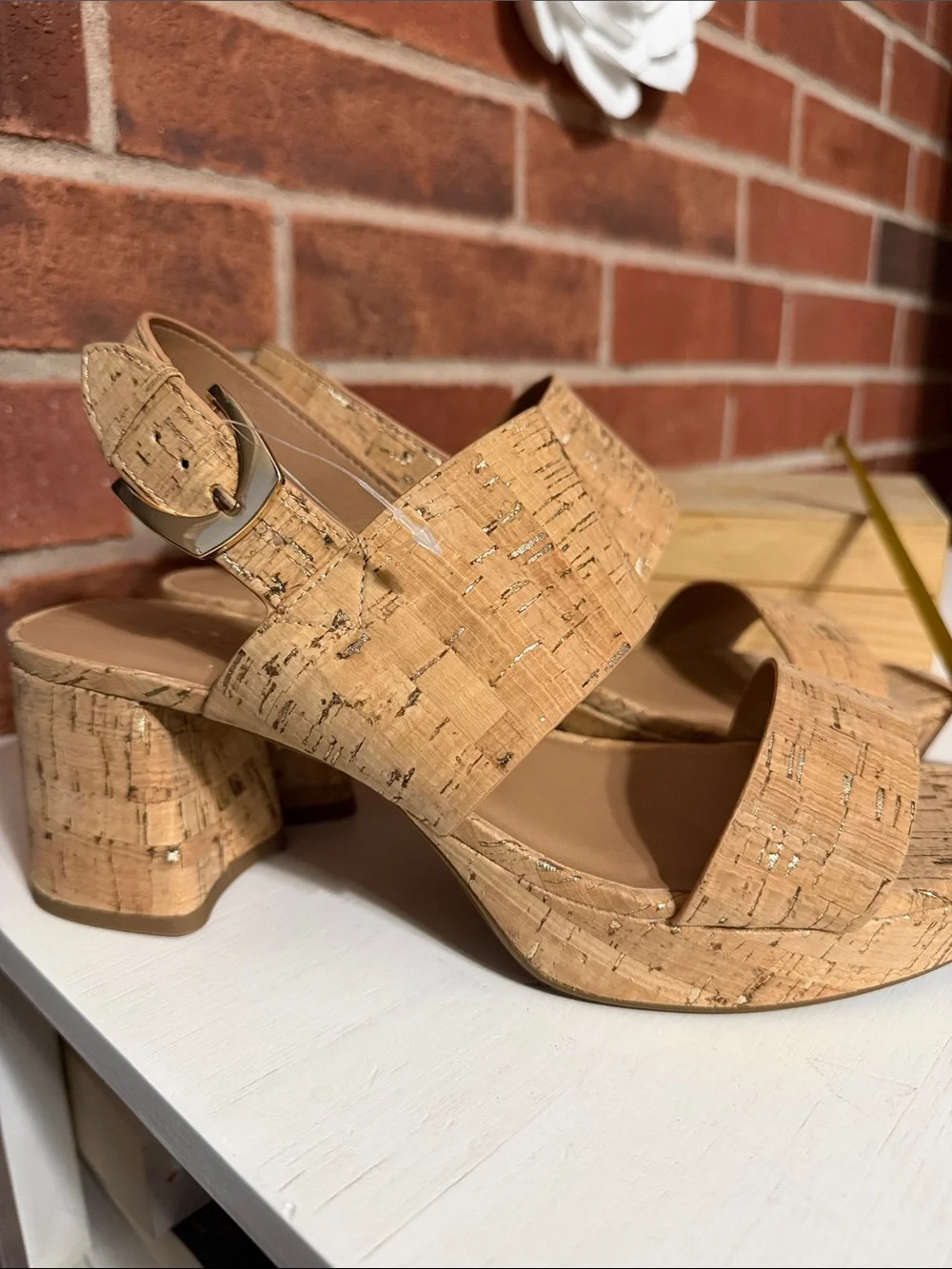 AEROSOLES Cork-Effect Platform Sandals — Natural Tan